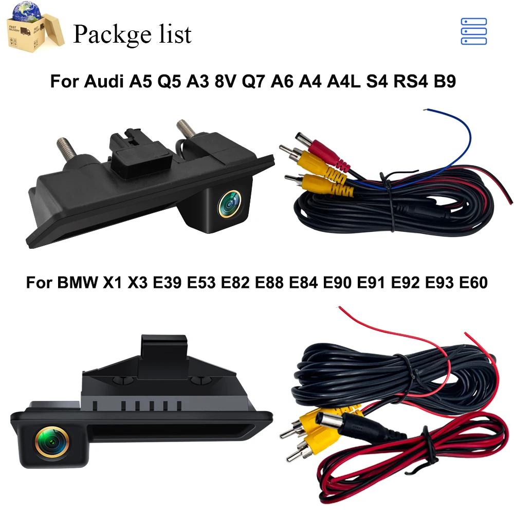 For Audi A5 Q5 A3 8V Q7 A4 A4L S4 For BMW X1 X3 E39 E53 E82 Rear View Camera AHD 175 Backup Reverse AHD 2K Fisheye Lens Camera image 2