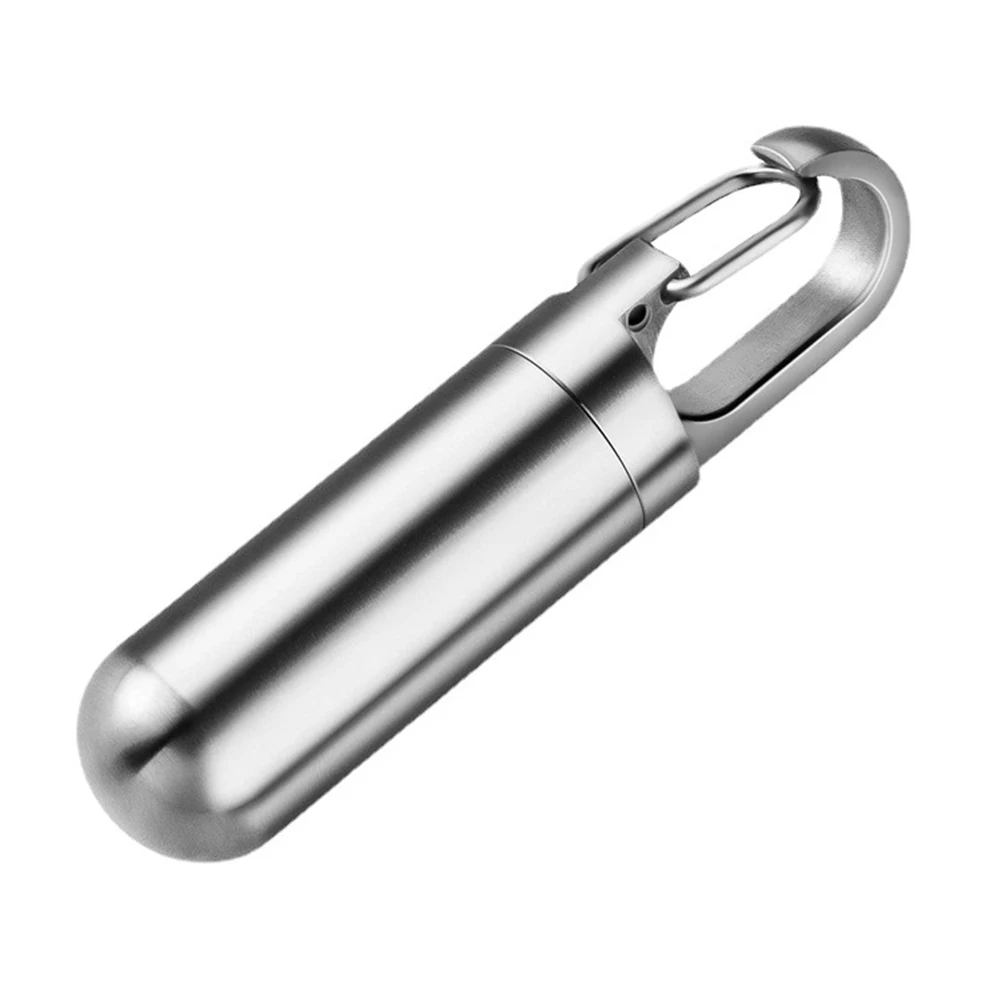 Portable Mini Stainless Steel Pill Box Sealed Capsule First Aid Mini Seal Pot Pills Elderly Carry-on Medicine Case Keychain Pill