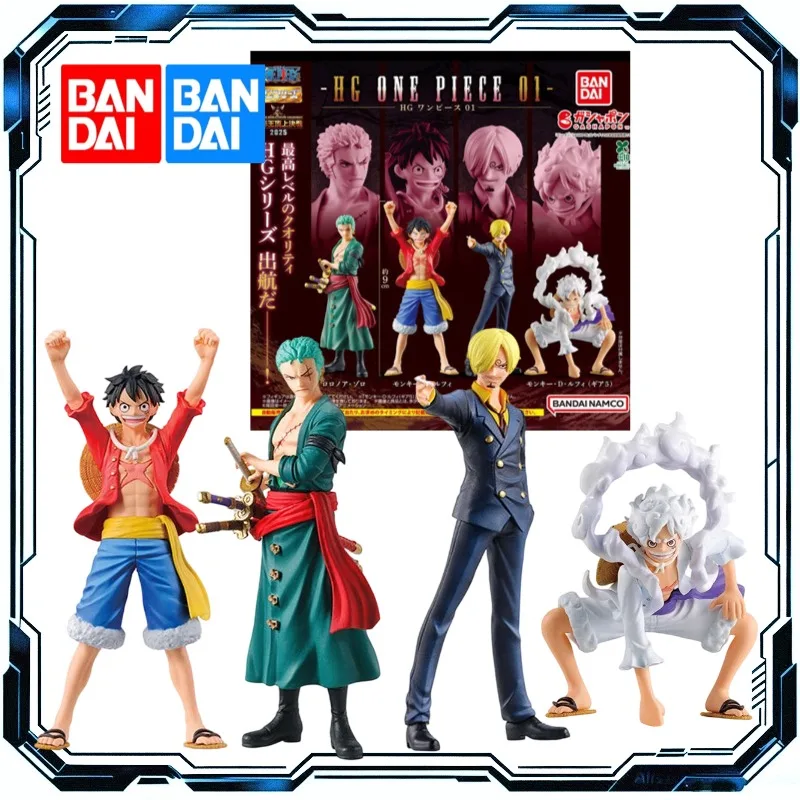 Figura en Miniatura de la Serie Gashapon HG de Bandai, One Piece Vol.01, 4 Estilos: Zoro, Luffy, Sanji, Gear5 Nika, para Coleccionistas de Anime