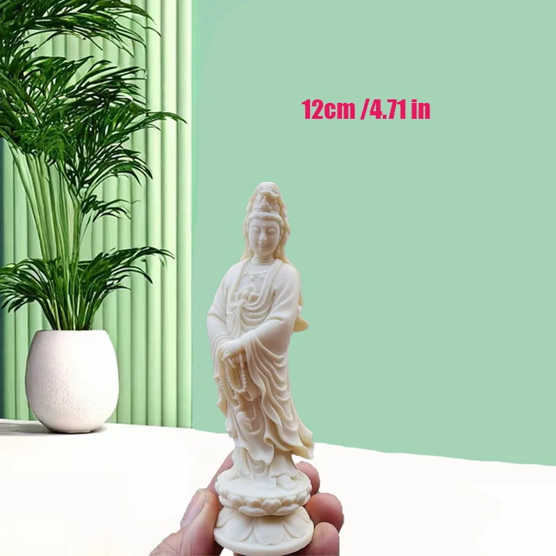 Resin Guanyin Characters Figurine, Chinese Buddha Statues, Home Living Room, Room, Office, Feng Shui Decoration Statue, 4.71in