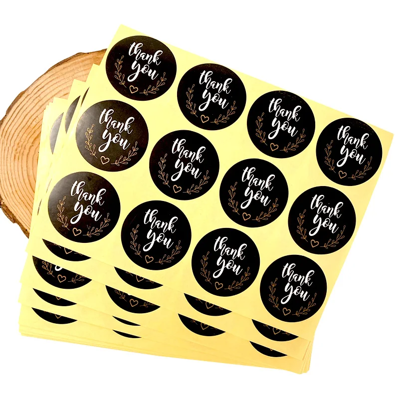 120pcs/pack Black And White Love Cake Baking Party Gift Sweets Party Thank You Sealing Stickers For Weeding Invitation