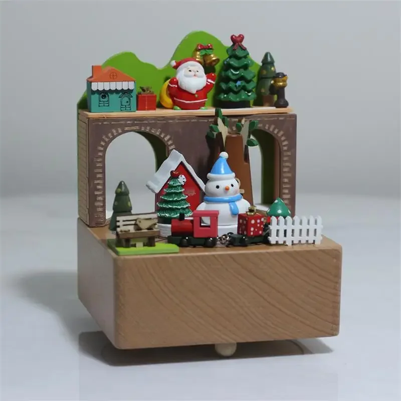 2025 New Wooden Music Box Study Craft Ornament Birthday Merry Christmas Gift Clockwork Music Boxes Home Decoration