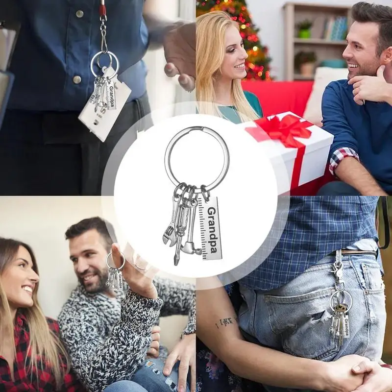 مفتاح ربط صغير سلسلة مفاتيح من الفولاذ المقاوم للصدأ أدوات جيب حلقة رئيسية مفتاح ربط إبداعي نموذج ديكور فريد المطرقة حلية لأبي الجد