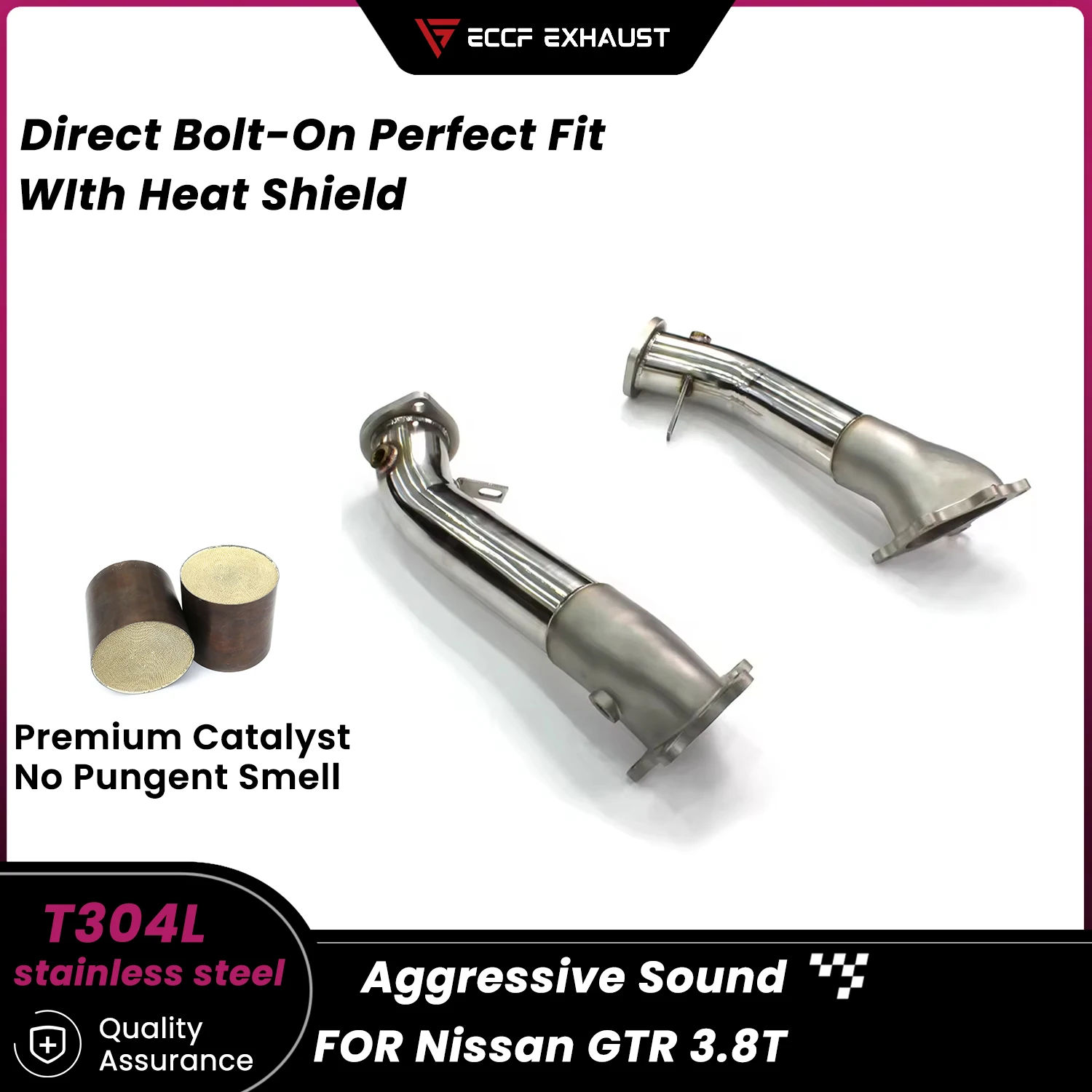 

Stainless Steel Sporty Downpipe For Nissan GTR 3.8T Aggressive Exhaust Sound High Flow Performance Upgrade