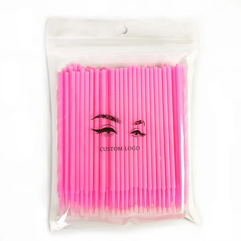 

1000pcs Customized Micro Brushes Disposable Lash Removing Swab Individual Applicator For Eyelash Extension Private Logo