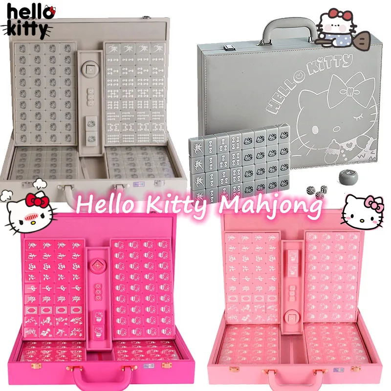 

Pink Hello Kitty Mahjong Cute Girl Toy Party Student Creativity Exquisite Game Anime Cartoon Pattern Collect Model Birthday Gift