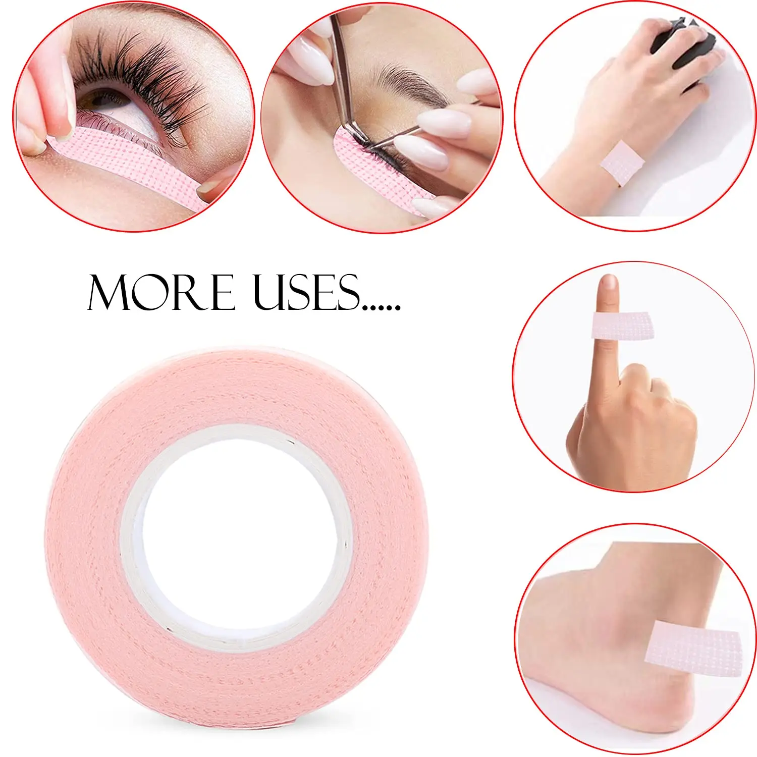 5 Rolls Eyelash Tape,Adhesive Fabric Breathable Micropore Fabric Eyelash Extension Tapes Beauty Makeup Salon Supplies