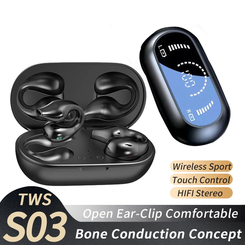 

EARDECO Wireless Headphones Ear Clip Bone Conduction Earphone Bluetooth Headphone 5.2 Ear Earring Sport Hifi Headsets With Mic