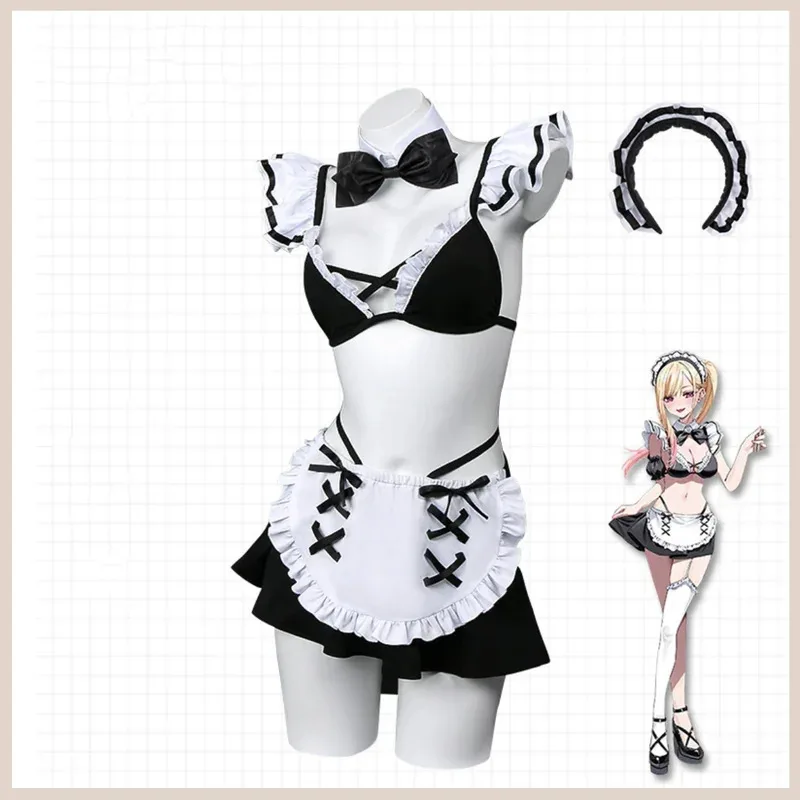 

asdh8@Anime My Dress-Up Darling Kitagawa Marin Cosplay Costume Sexy Maid Dress Lolita Wig Woman Kawaii Halloween Carnival SuitCO