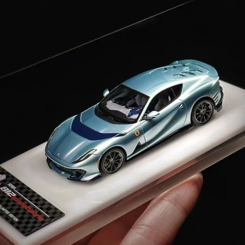 TOC Fuleme 1/64 812C Ijsblauw Hars Motorvoertuig Diecast Modellen Auto Speelgoed Collectie Jongen Kerstcadeaus