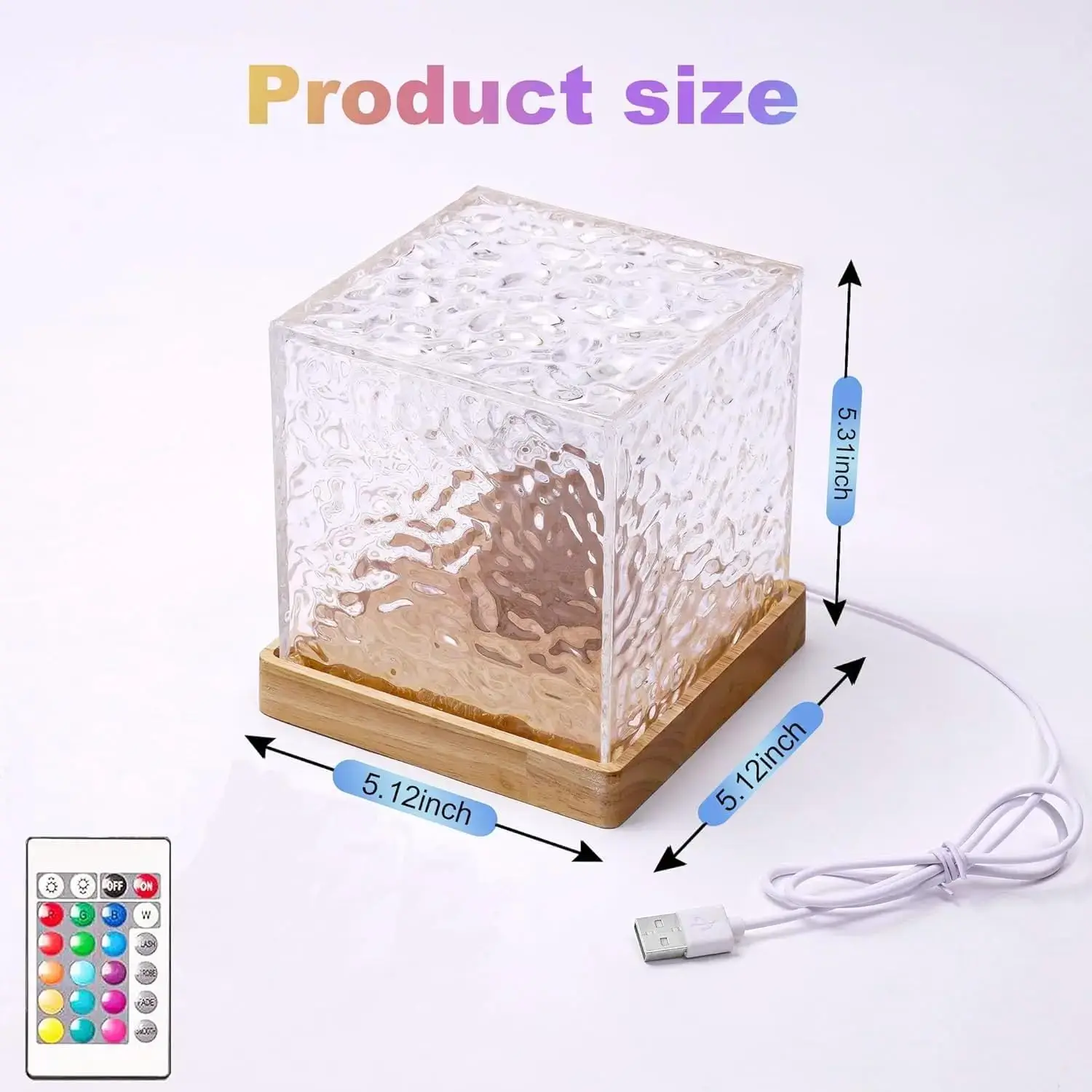 Portable Crystal Desk Lamp RGB Color Changing Night Light,Touch Lamp with USB Charging Port,Night Light for Kids Nursery, Nights