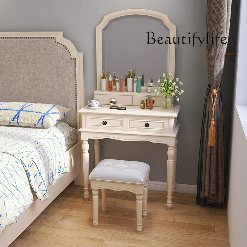 

Y Aesthetic Woman Vanity Tables Bedroom Adult Compact Mirror Cabinet Drawers Vanity Makeup Girl White Coiffeuse Furniture Home