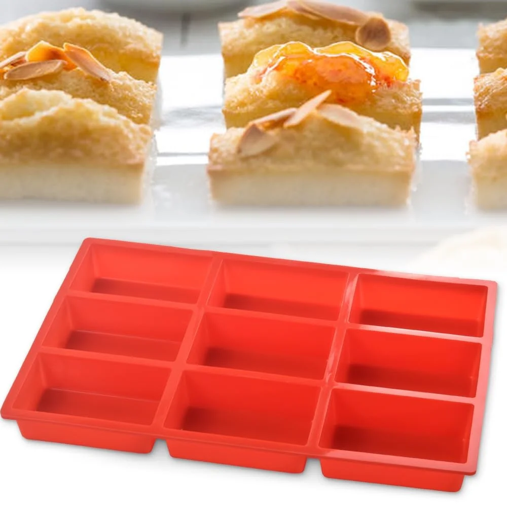 1/2pack Silicone Mini Loaf Pan 9-Cavity Non-Stick Bread Pan for Loaf Cake, Bread, Meatloaf,Brownie, Muffin Bakeware Tools