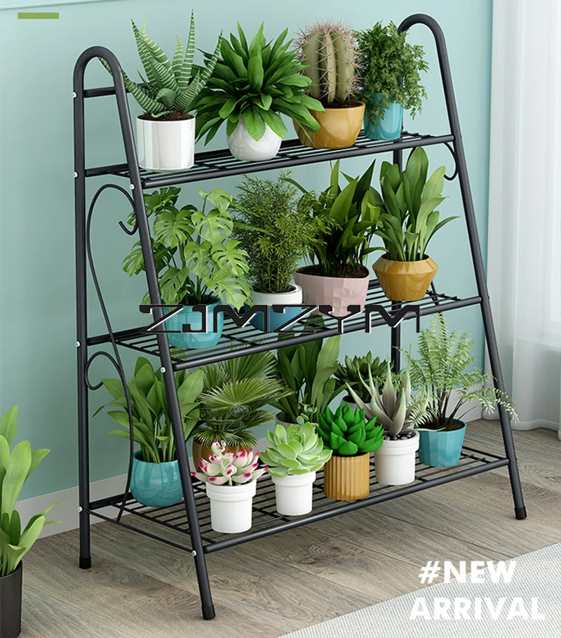 Iron Flower Pot Stands 3 Layers Plant Shelf Stand Succulent Rack Balcony Simple Indoor Garden Shelves Shoes Book Rack Home Decor