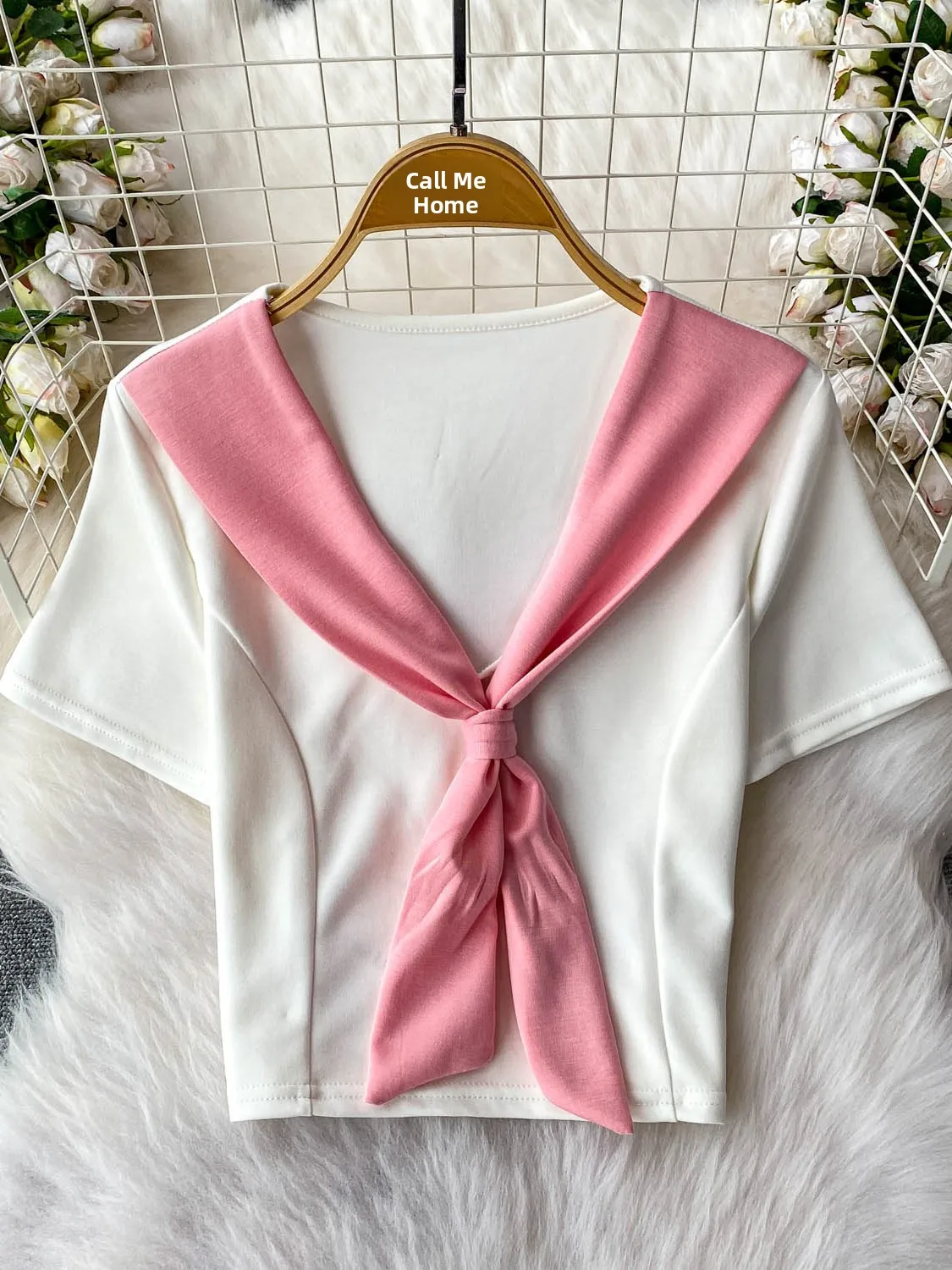 

Miu Sle Color Blo Tie V Ne Low Chest ort Knitted Top High Waist Slimming Stripe ort Skirt Two Piece Set Women's Fas...