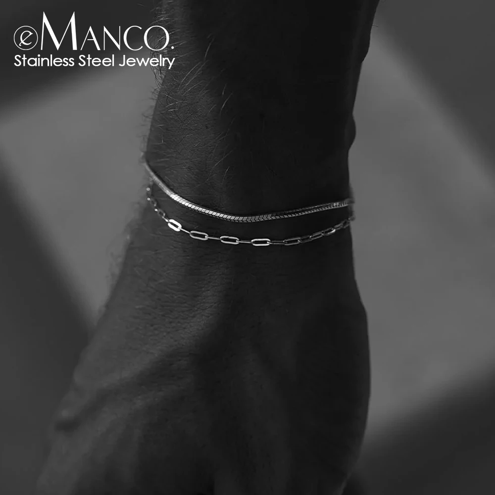 EManco-pulsera sencilla para hombre, cadena de clip de papel de acero inoxidable de 2MM, accesorios de moda ajustables, regalos de fiesta de cumpleaños directos