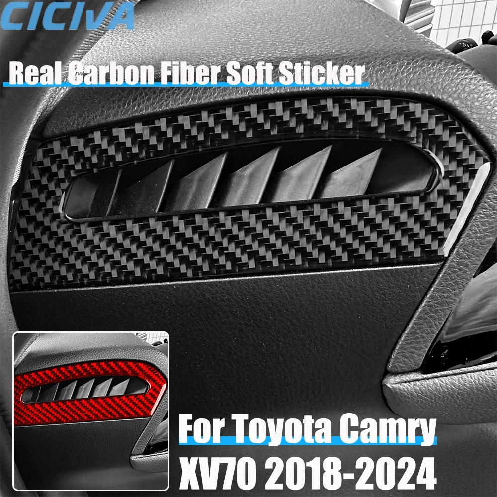 

Real Carbon Fiber Car Accessories Dashboard Air Vent Cover Soft Sticker For Toyota Camry XV70 2018 2019 2020 2021 2022 2023 2024