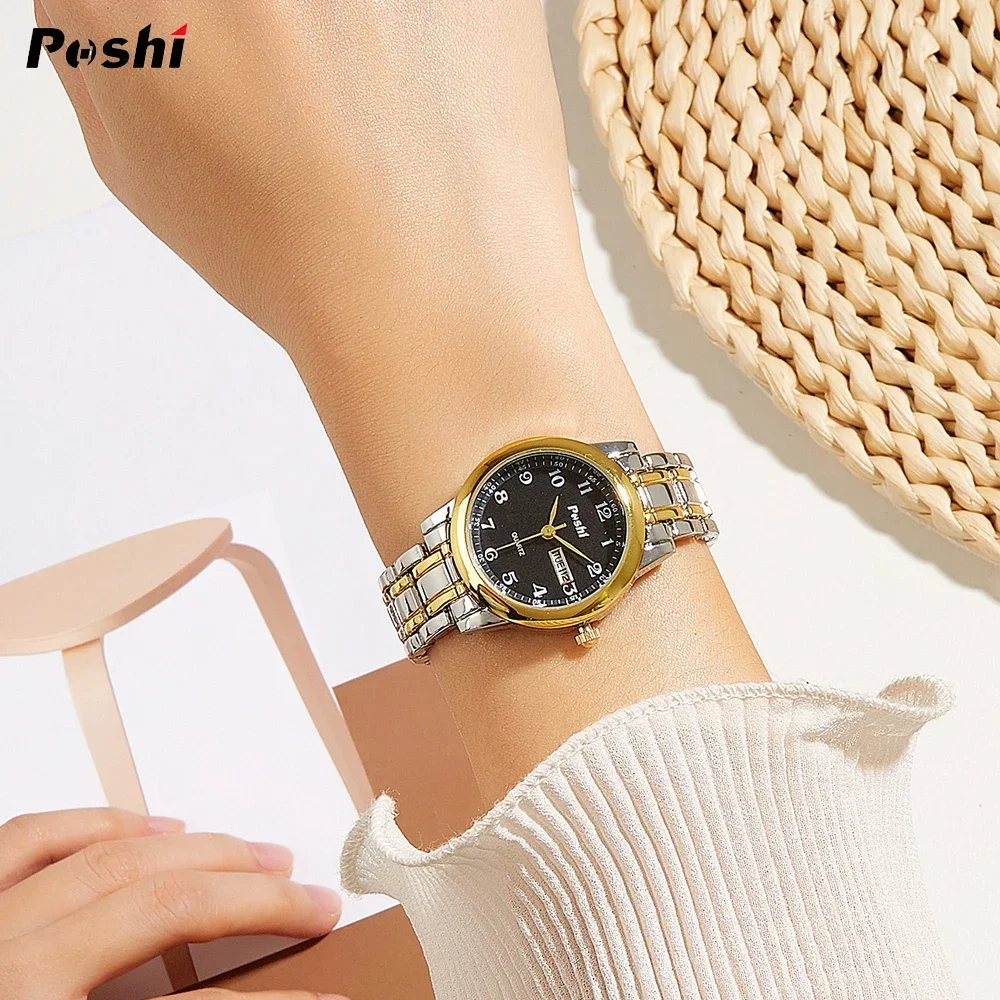 POSHI Luxury Women Watches Small Elegant Alloy Women\'s Quartz Watch Luminous Waterproof Date Ladies Bracelet Dress Wristwatch