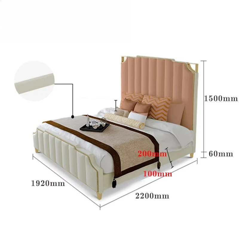 

Роскошная кожаная современная кровать размера «queen-size», мебель для спальни, двуспальная кровать размера «king-size»