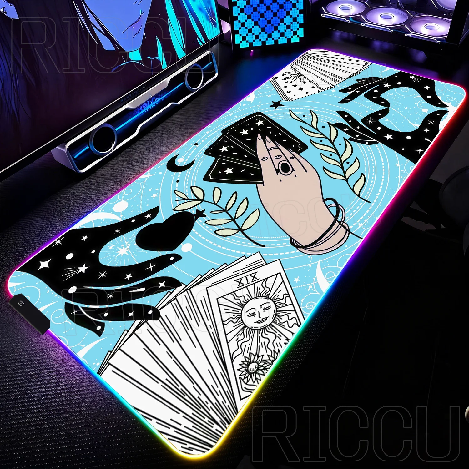 

RGB XXL Mouse pad Magic LED 400X900MM Tarot coloarful computer PC Large waterproof Printing Astrology Keyboard Office Desk Mat