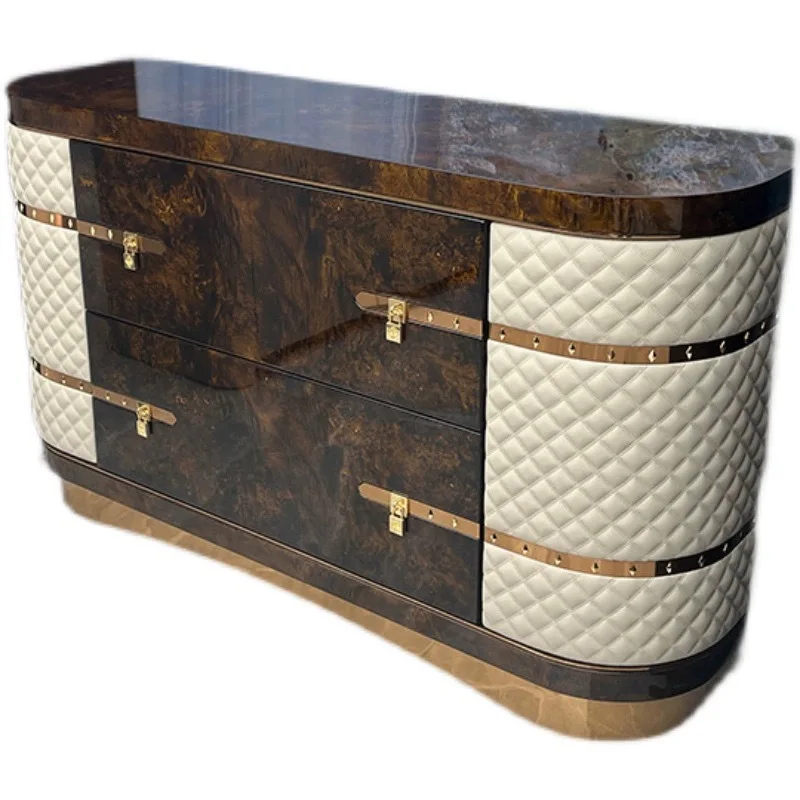 

Modern light luxury solid wood porch cabinet with drawers, post-modern side cabinet