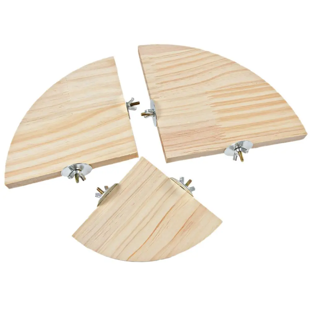 Wooden Platform Stand Rack Fan-shaped Perches Bird Cage Toys For Hamster Parrot Chinchilla Squirrel