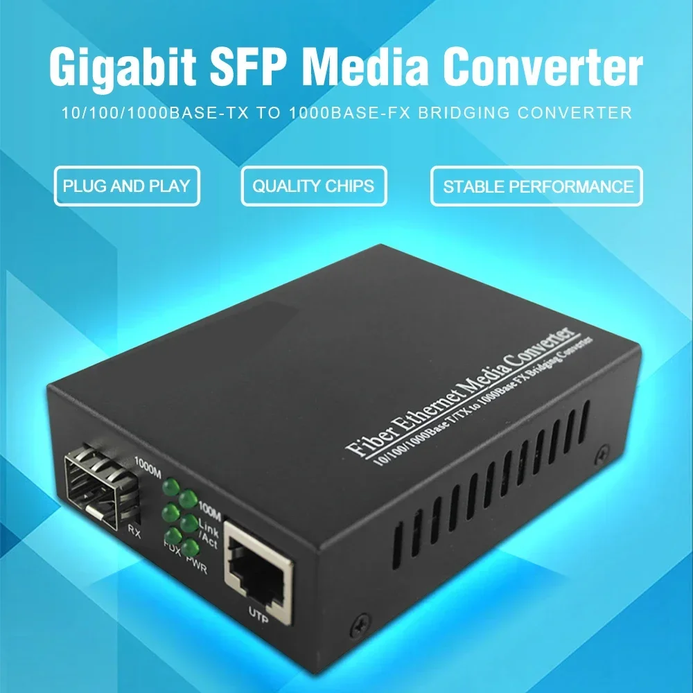 Interruptor transceptor SFP de 1000Mbps Fibra SFP para conversor de mídia de fibra óptica RJ45 com módulo SFP compatível com Cisco/Mikrotik/Huawei
