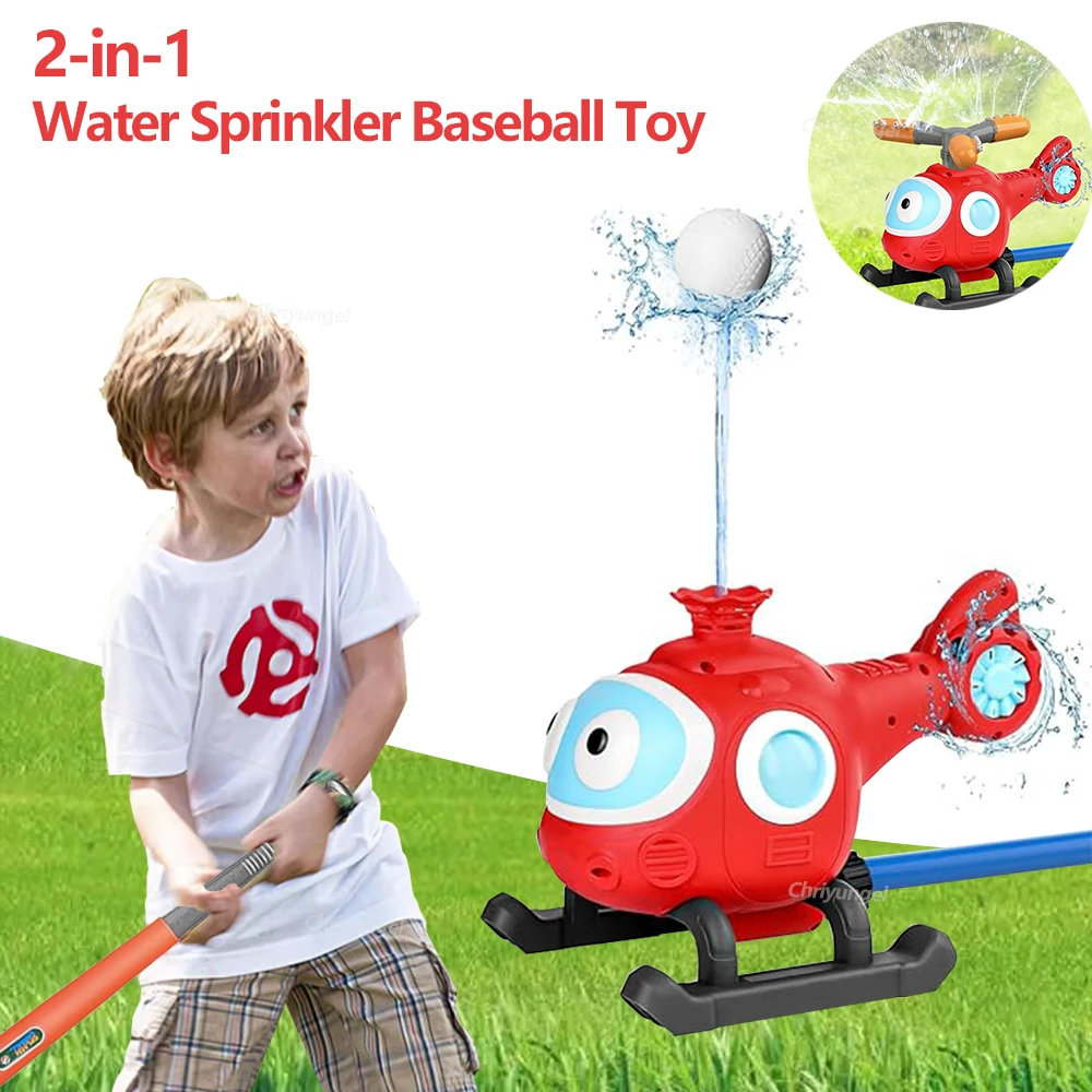 2 in 1 Water Sprinkler Baseball Toy for Kid Baseball Toy Water Game 360° Roating Spray Outdoor Play for Lawn Backyard Pool Party