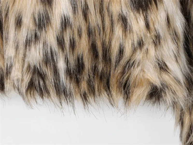 Guobioziy Ladies' 2026 Autumn and Winter Leopard Print Faux Fur Short Jacket High Collar Loose Fit Slimming Artificial Long Hair