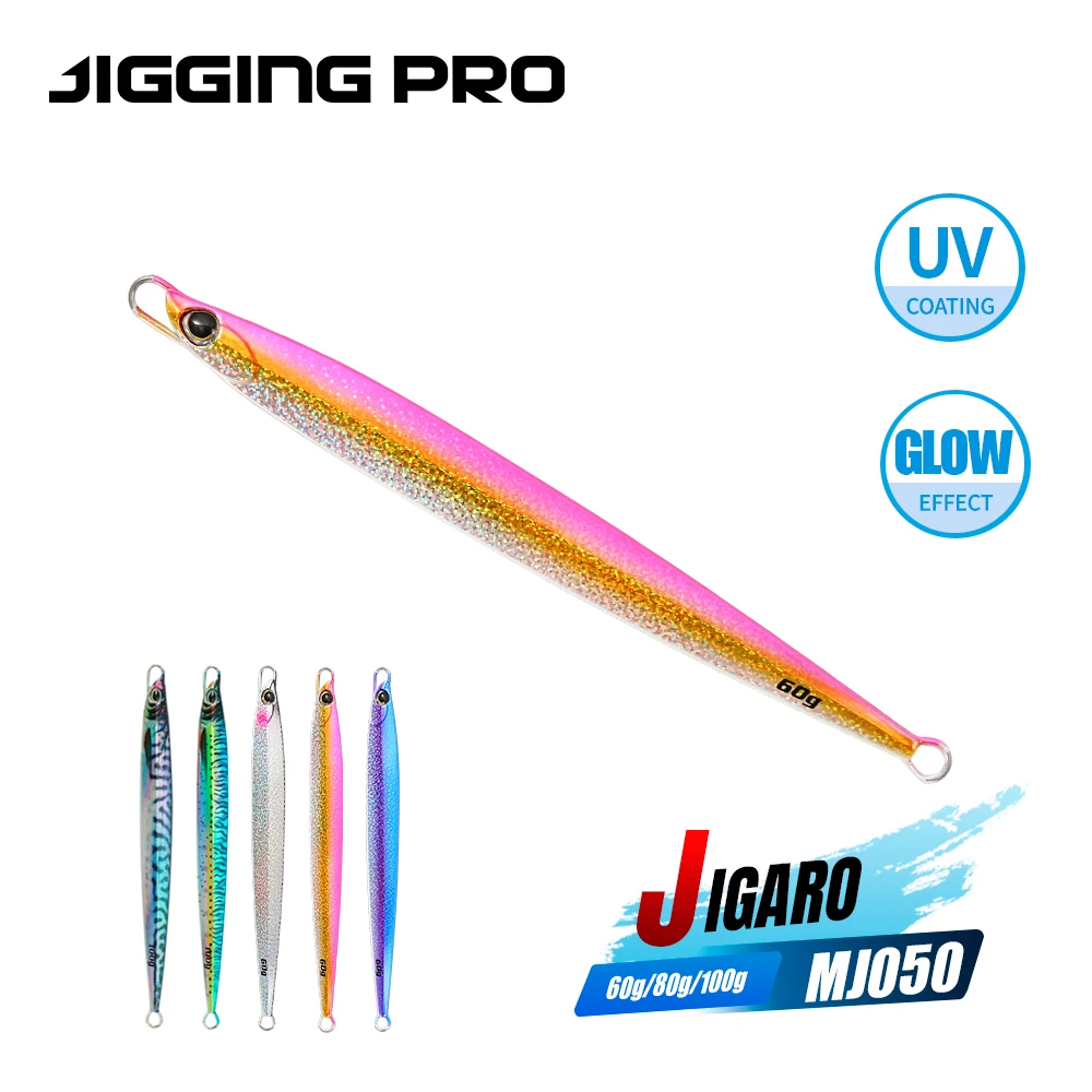 Señuelo de Pesca JIGGING PRO, Señuelo de Metal de Lanzamiento Largo, 60g 80g 100g, Hundimiento Rápido, Señuelo de Pesca con Aguja para Agua Salada