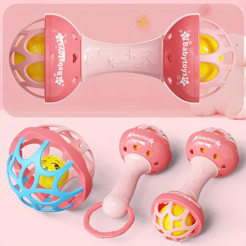 Sensorisches Spielzeug für Babys, rosa Handballspieler, Klingelspielzeug zur Verbesserung der Farberkennung, Weihnachtssocken-Geschenke