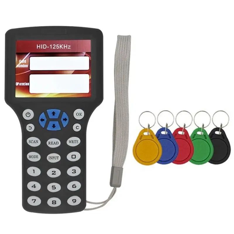 B14C 10 Frequency RFID Smart Card Reader Writer Duplicator+5XUID Keychain 125K 13.56Mhz RFID Copier Key Replicator