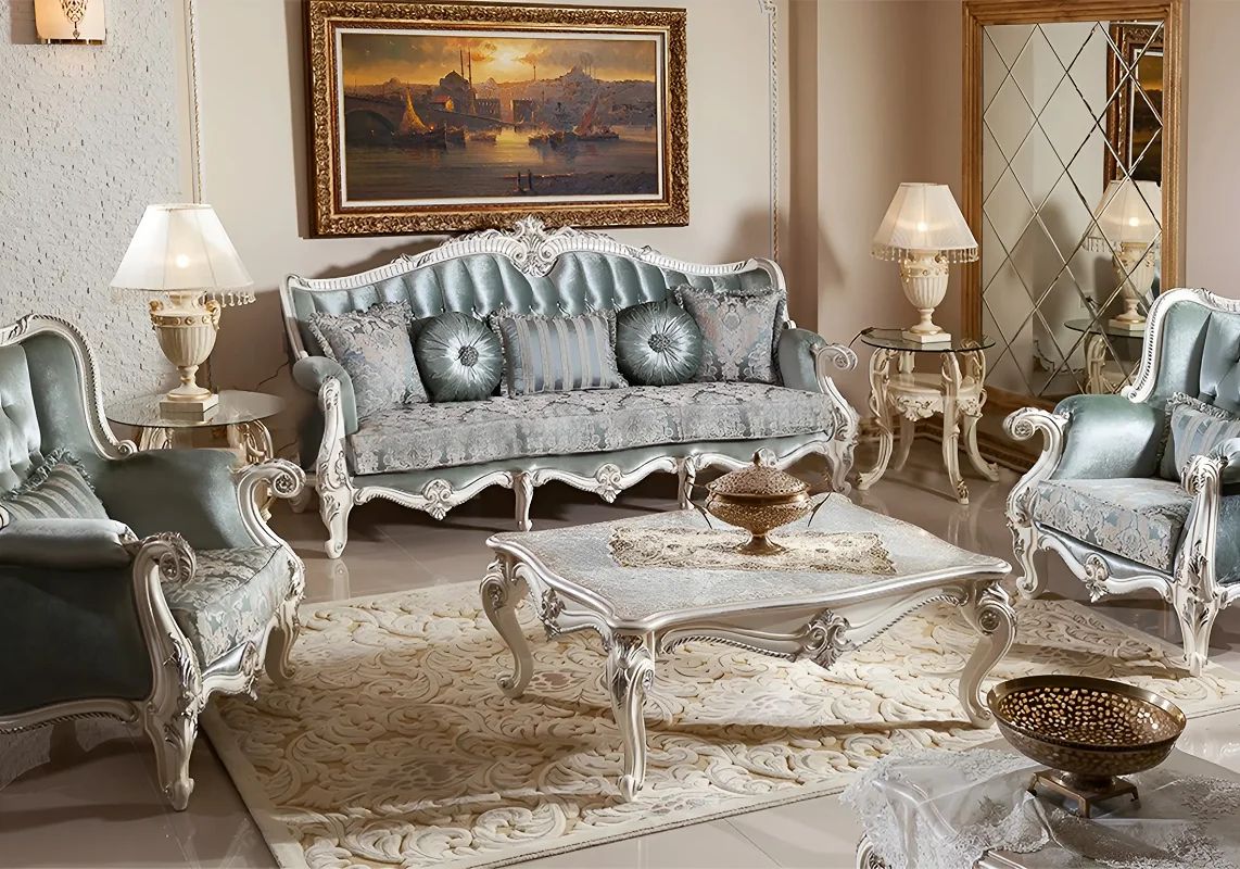 European Fabric Sofa 123 Combination French Luxury Palace Consort Classical Living Room Sofa Villa Furniture Customization