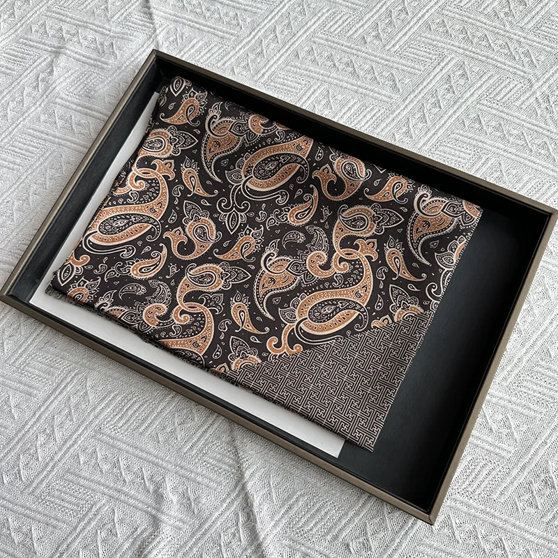 Men's Business Long Scarf Double-Layer Pure Silk Scarves High Quality 100% Mulberry Silk Long Handkerchief 160*26cm