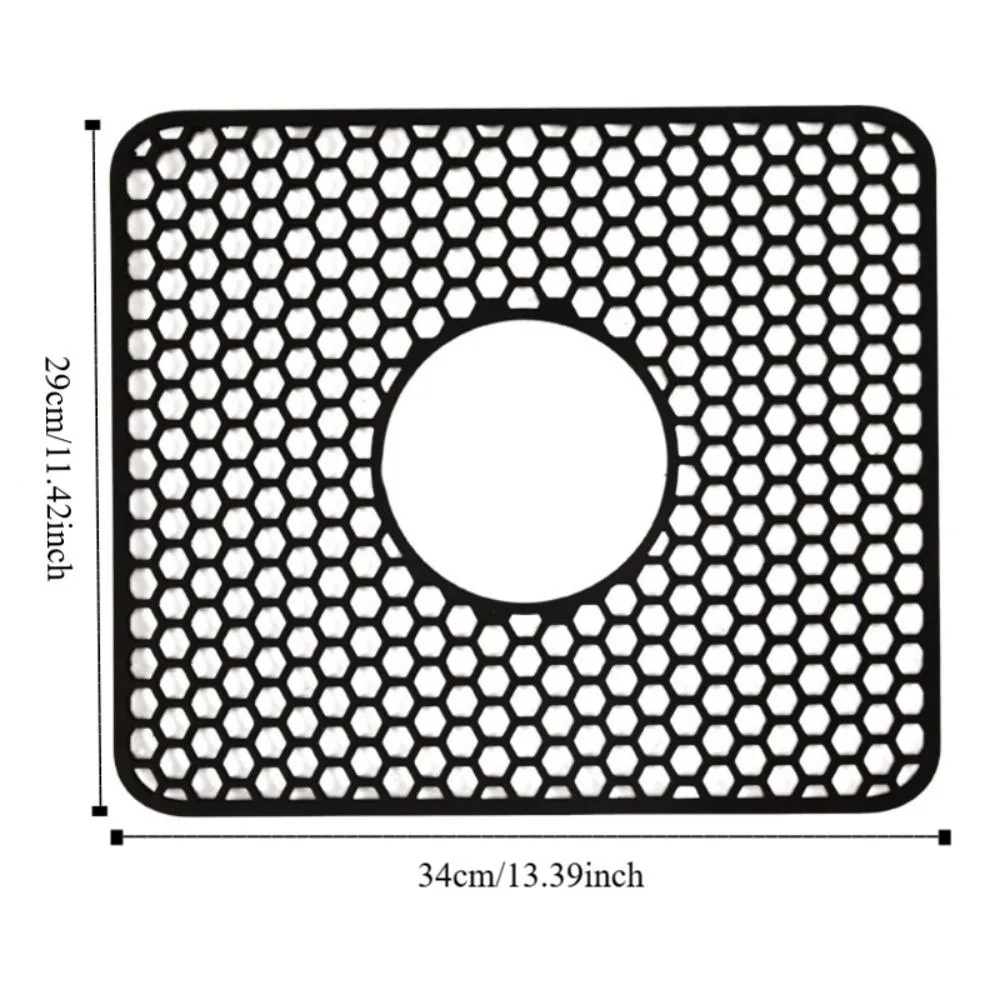 Hollow Design Silicone Dishes Drying Mat Foldable Quick Drain Heat Insulation Drain Pad Heat-Resistant Non-Slip Kitchen Sink Mat