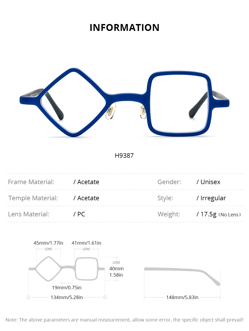 HEPIDEM Acetat-Brillen, Herren, Retro, rund, quadratisch, rhombisch, Brillengestell, Damen, Nerd, Vintage, japanische Brillen, 9386 – Detail 18