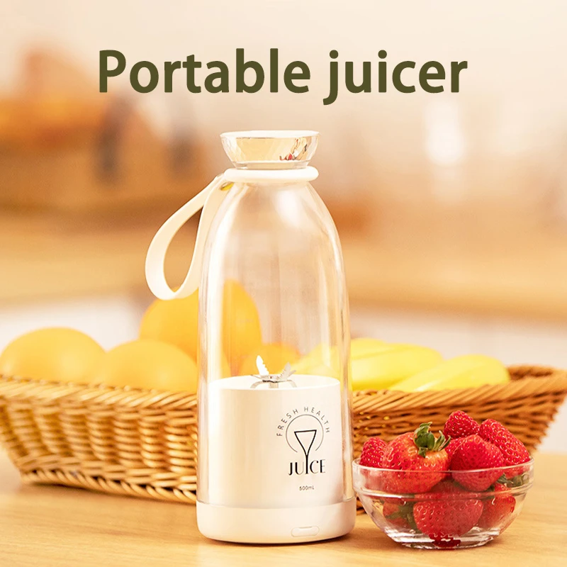 

Portable Juicer Fresh Juice Bottle Blender 500ml Wireless Fruit Mixers 6 Blades USB Charging 2400mAh Milkshake Ice Crush Cup