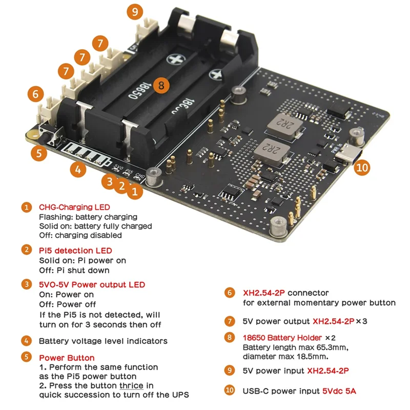 

Well Made-Power Management Board Power Management Board Raspberry Pi 5 X1201 V1.1 18650 UPS Auto Power On