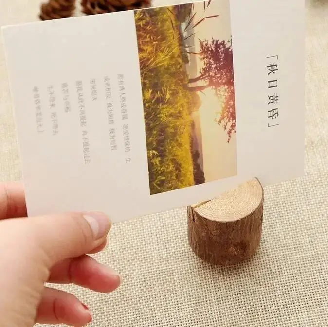 1 Stück Holzhandwerk Fotoklammer Natürlicher Namensschild Tischkartenhalter Vintage Sitzkarte Hochzeit Party DIY Zubehör – Detail 4