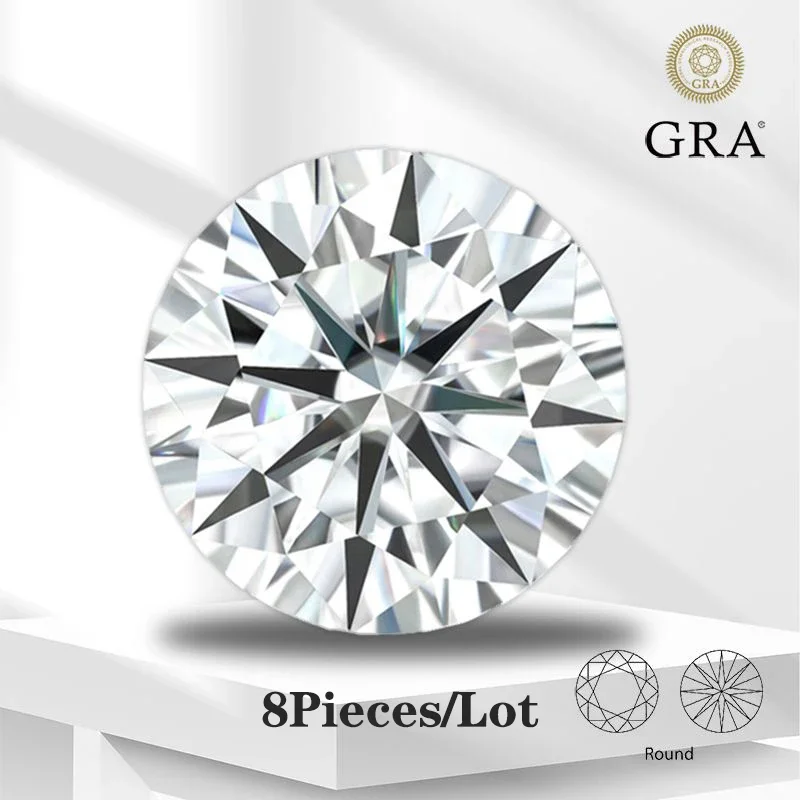 Moissanite Stone 2 / 4 / 6 / 8 / 10 Pcs Per Lot Promotion with GRA Certificate Pass Diamond Tester Lab Diamonds Loose Gemstones
