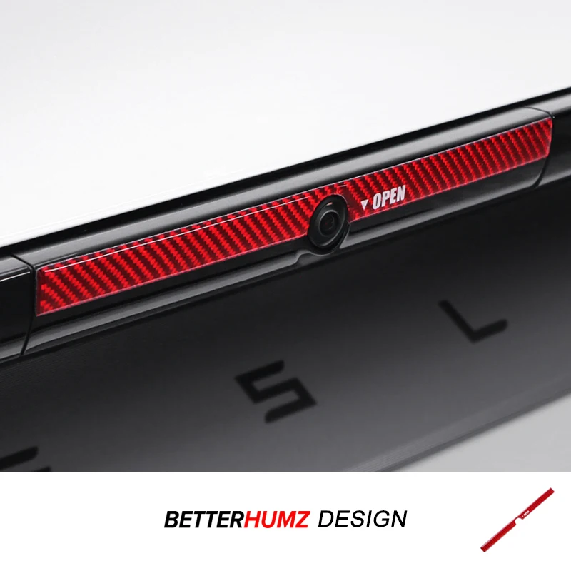 Für Tesla Modell Y Juniper 2025- Carbon Faser Auto Hinten Kamera Stamm Öffnen Taste Schnelle Trim Aufkleber Dekoration Auto zubehör