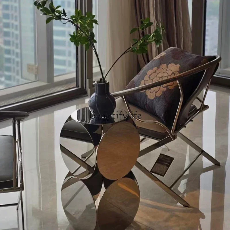 ls 27 Espelho minimalista italiano com borda de aço inoxidável, alguns modernos e simples, pequenos apartamentos domésticos