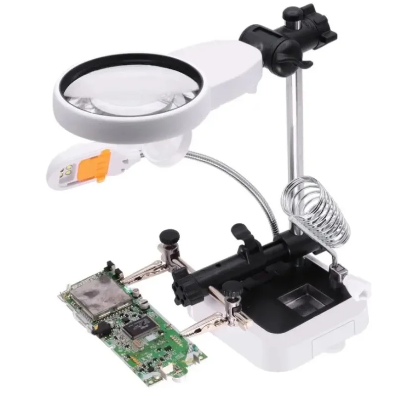 

11X Soldering Iron Station Stand Welding Magnifying Glass With LED Lights Clip Clamp Helping Hands Desktop Magnifier Repair