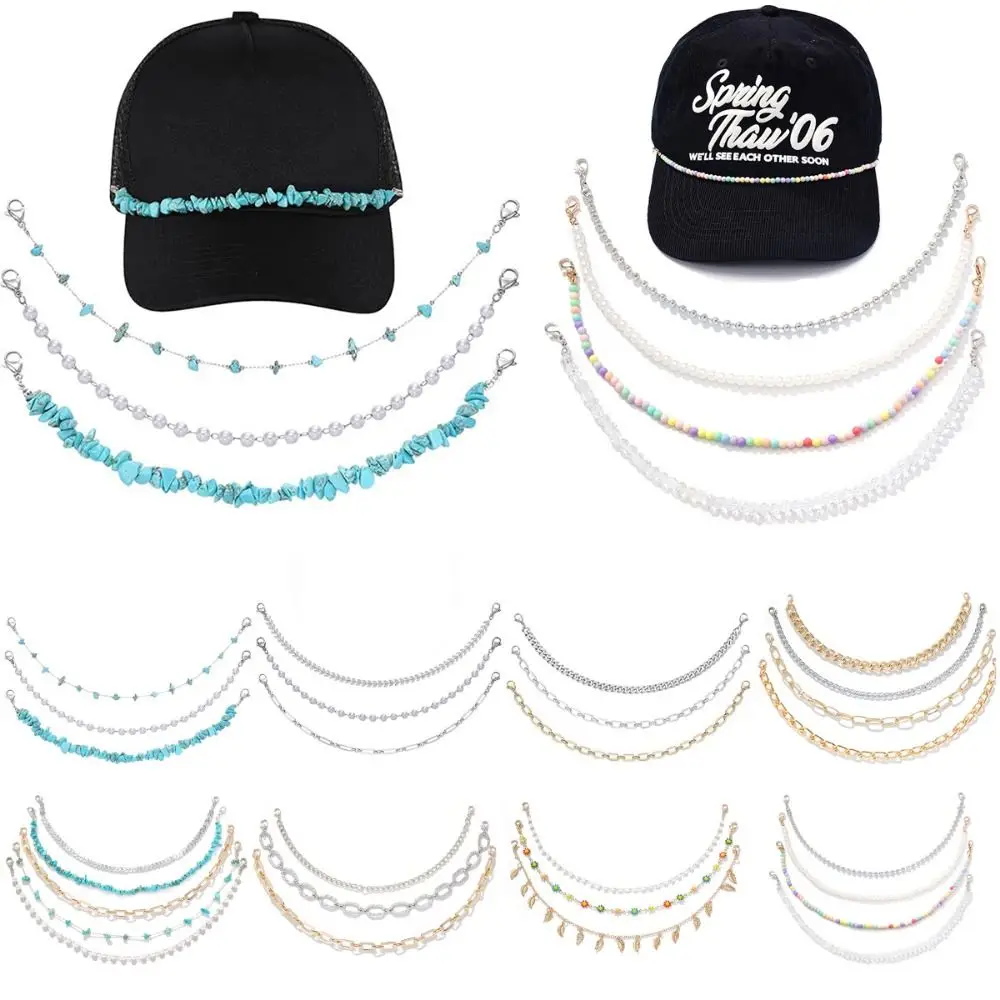 Creative Bohemian Hats Chains Irregular Turquoise Street Hat Chains Retro Ethnic Style Baseball Cap Decorative Chain Unisex