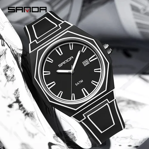 Imagen 2 del producto Reloj de cuarzo SANDA de lujo para hombre, calendario resistente al agua, serie creativa luminosa, reloj de pulsera de cuarzo para hombre, reloj Masculino