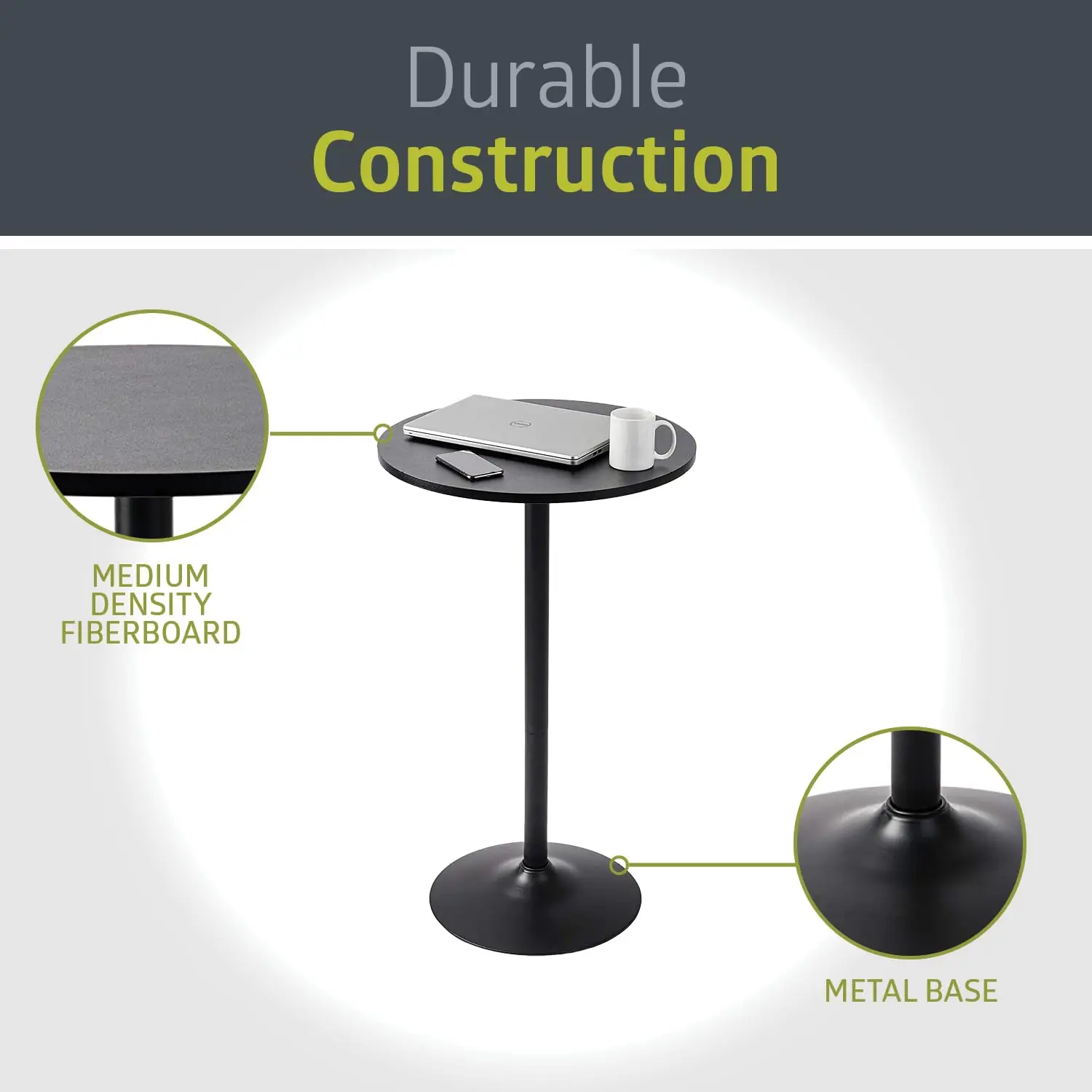 Round Bar Height Pub Table, Black, 4pk