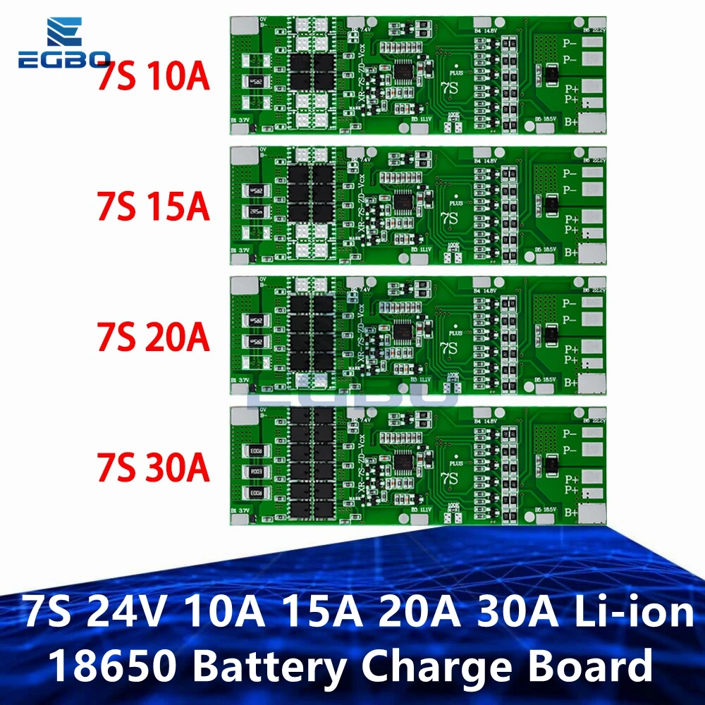 BMS 7S 24V 10A 15A 20A 30A Li-ion 18650 Battery Charge Board With Balance Function Short Circuit / Temperature Protection