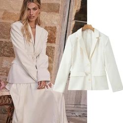 Maxdutti Beige Single Breasted Casual Suit Jacket Women French Elegant Fashion Ladies Slim Blazers