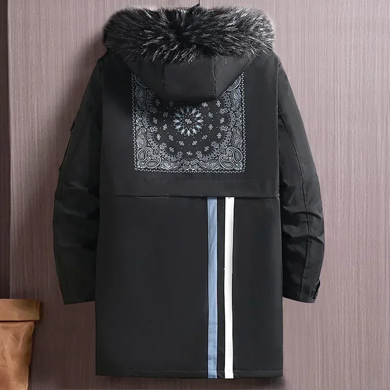 

Big Size Clothing Men Winter Jacket Hooded Fleece Warm Long Padding Parkas Male Fur Collar Coat 150kg Extral Plus Outerwear 12XL