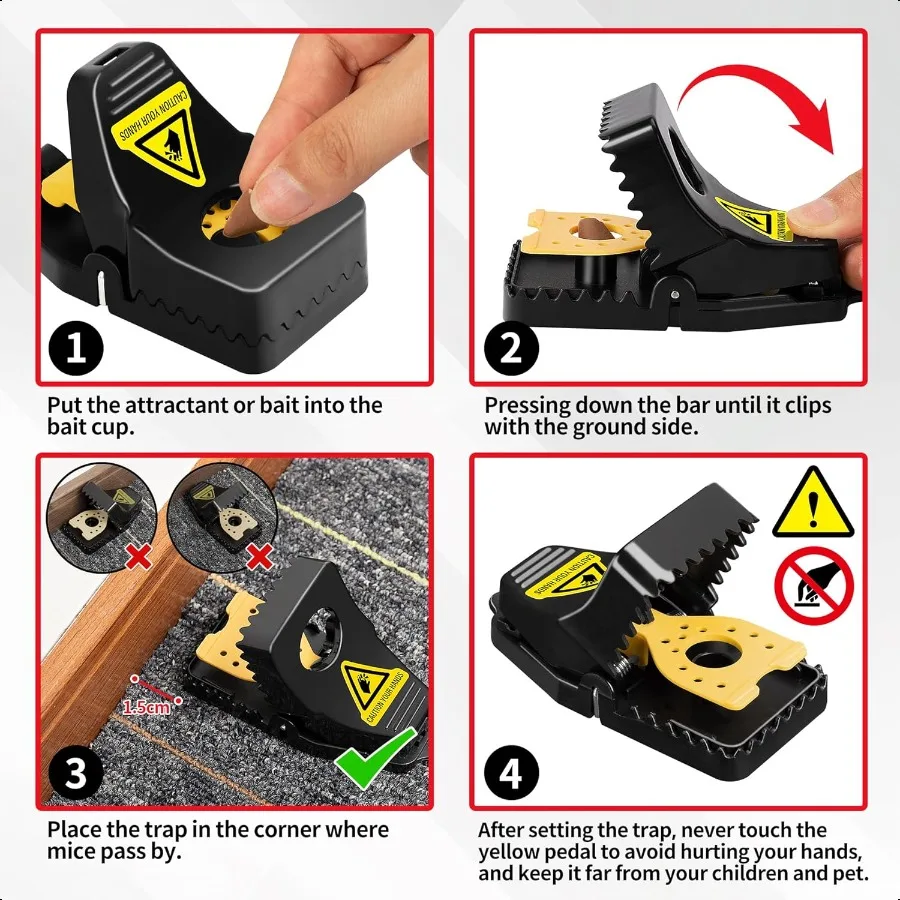 Mouse Traps Indoor for Home 6 Pack Snap Traps for Mice No See Kill QuickSet Reusable Sanitary Pet Safe Rodent Catcher for Home